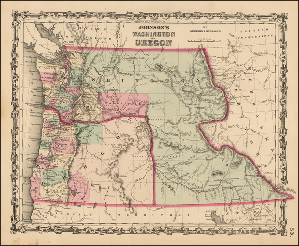 39-Rocky Mountains Map By Alvin Jewett Johnson  &  Ross C. Browning