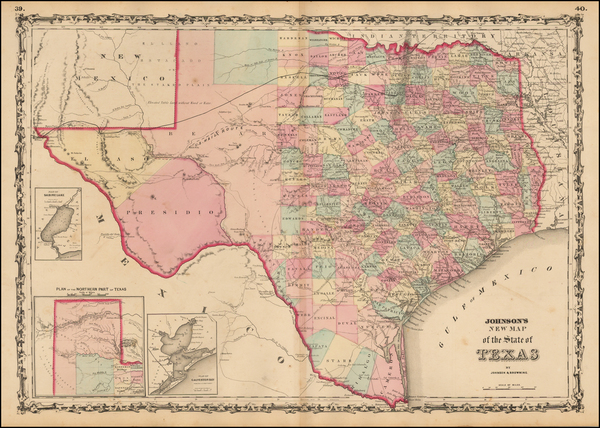 61-Texas Map By Alvin Jewett Johnson  &  Ross C. Browning