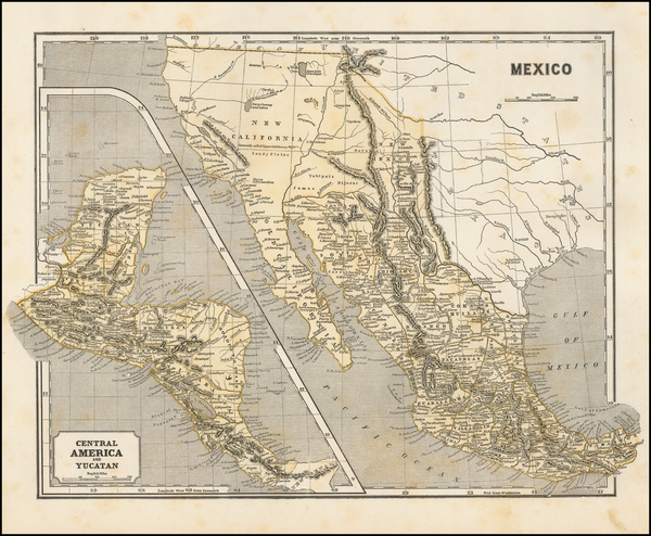 17-Texas, Southwest, Rocky Mountains, Central America and California Map By Sidney Morse  &  S