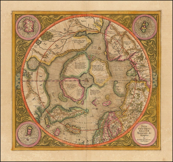 0-Northern Hemisphere, Polar Maps and Alaska Map By Gerard Mercator