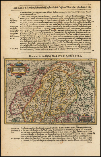 95-Scandinavia and Sweden Map By Jodocus Hondius / Samuel Purchas