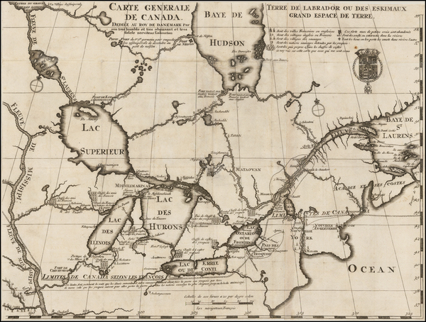 9-Midwest, Plains and Canada Map By Baron de Lahontan