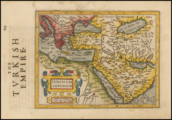 54-Turkey, Mediterranean, Middle East and Turkey & Asia Minor Map By Jodocus Hondius / Samuel 