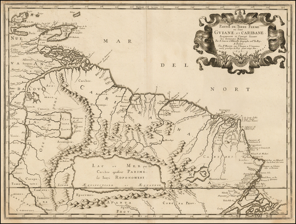 9-Guianas & Suriname and Venezuela Map By Nicolas Sanson