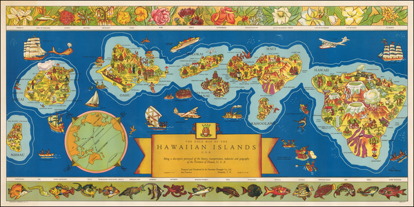 48-Hawaii and Hawaii Map By Hawaiian Pineapple Company