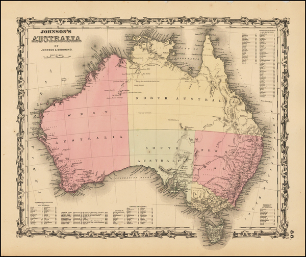 34-Australia Map By Alvin Jewett Johnson  &  Ross C. Browning