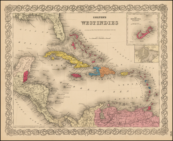 82-Caribbean, Central America and South America Map By Joseph Hutchins Colton