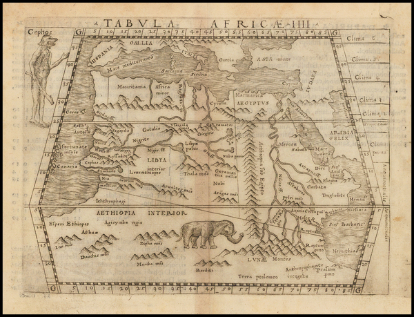 65-North Africa and East Africa Map By Giacomo Gastaldi