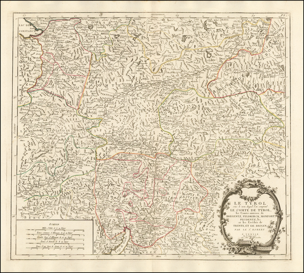 35-Switzerland, Austria and Italy Map By Gilles Robert de Vaugondy / Paolo Santini