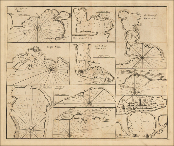 12-Turkey, Mediterranean, Middle East, Egypt and North Africa Map By John Senex / Edmond Halley / 