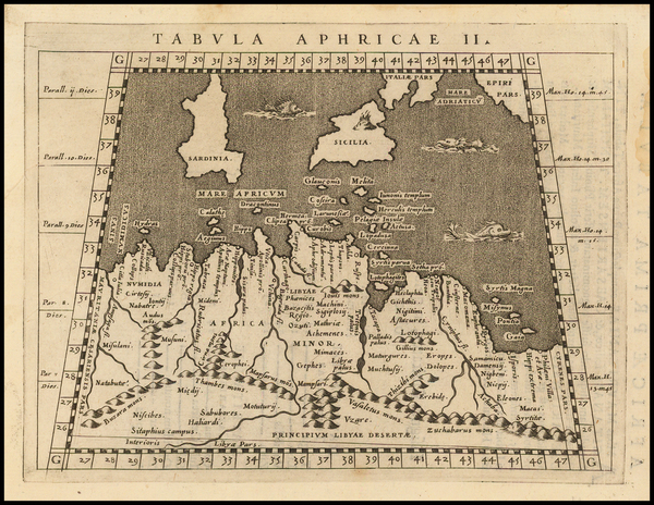 70-Mediterranean, Sicily and North Africa Map By Giovanni Antonio Magini