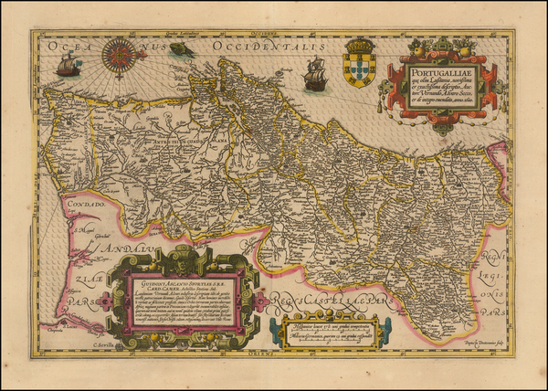 82-Portugal Map By Jodocus Hondius