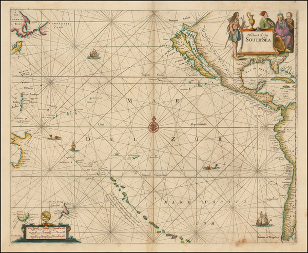 86-Pacific, Oceania, New Zealand and California as an Island Map By John Seller