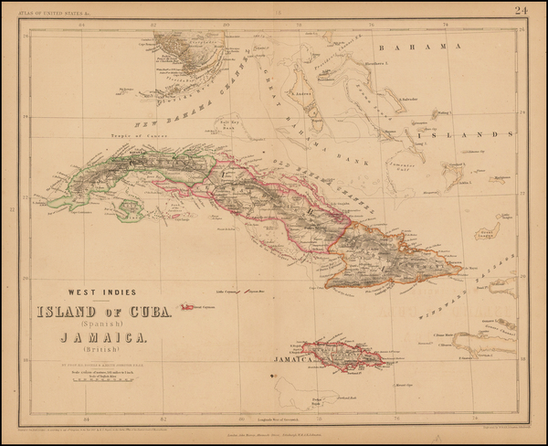 59-Caribbean, Cuba and Central America Map By Henry Darwin Rogers  &  Alexander Keith Johnston