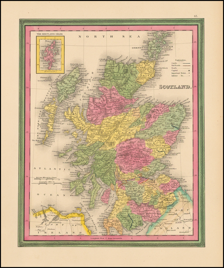 58-Scotland Map By Samuel Augustus Mitchell