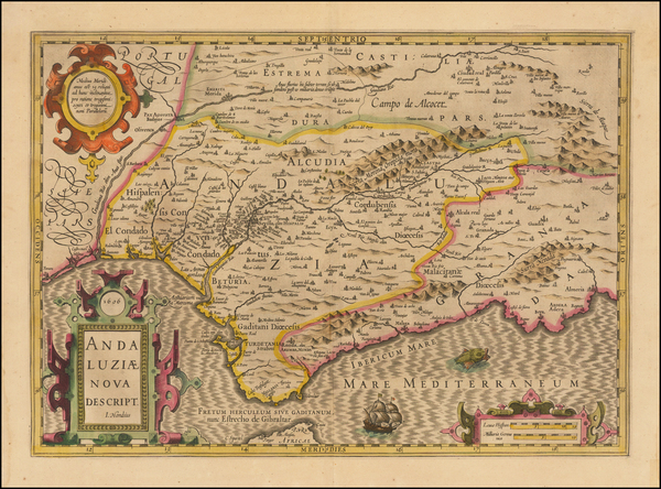 74-Spain Map By Jodocus Hondius