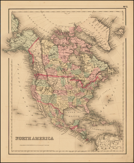 87-North America Map By Joseph Hutchins Colton