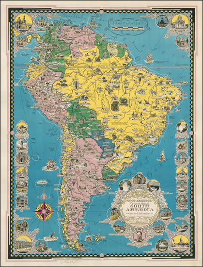 38-South America and Pictorial Maps Map By Ernest Dudley Chase