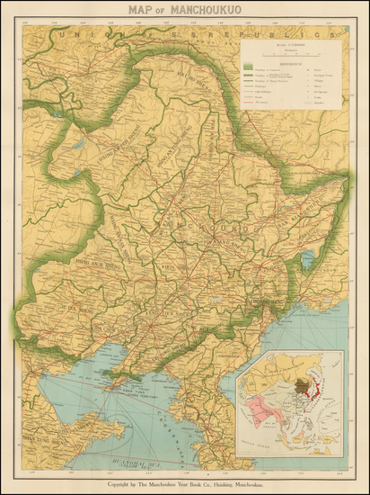 60-China and Holy Land Map By Manchoukuo Year Book Co