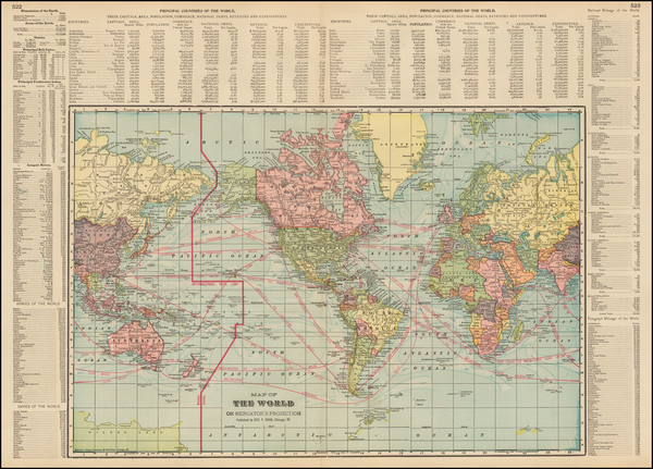 22-World and World Map By George F. Cram