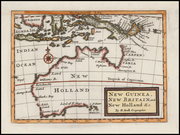 16-Southeast Asia and Australia Map By Herman Moll