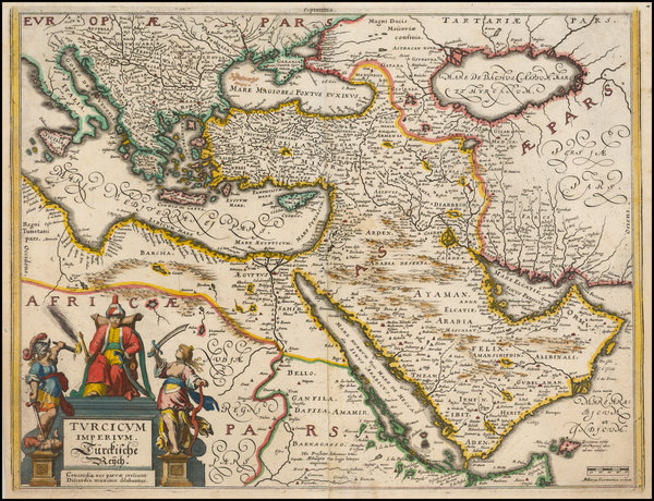 41-Turkey, Mediterranean, Middle East and Turkey & Asia Minor Map By Matthaus Merian