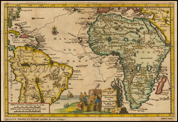 100-Atlantic Ocean, South America, Africa and Africa Map By Pieter van der Aa