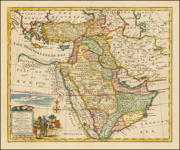 22-Middle East, Holy Land, Arabian Peninsula and Turkey & Asia Minor Map By Emanuel Bowen