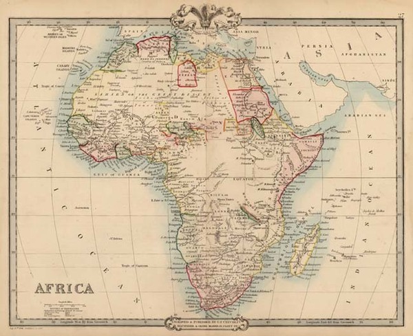 70-Africa and Africa Map By G.F. Cruchley