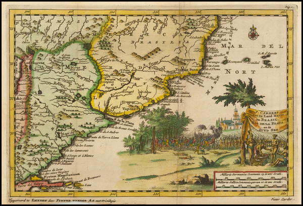 6-South America and Brazil Map By Pieter van der Aa