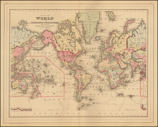 52-World and World Map By Samuel Augustus Mitchell Jr.