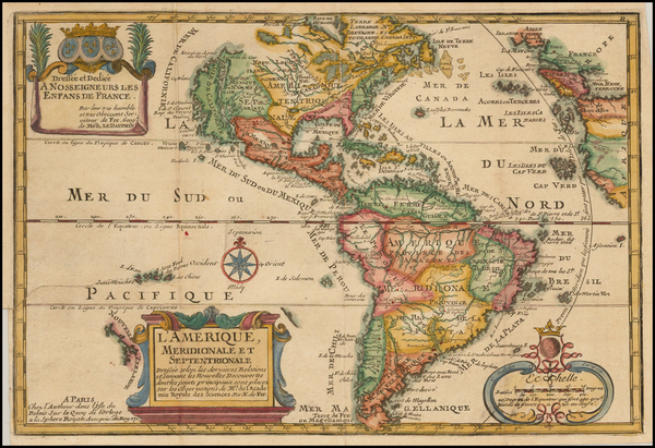 85-California as an Island and America Map By Nicolas de Fer