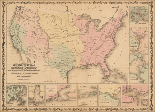 18-United States Map By Benjamin P Ward  &  Alvin Jewett Johnson
