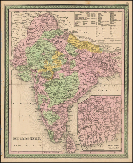 68-India and Central Asia & Caucasus Map By Thomas, Cowperthwait & Co.