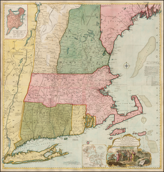 98-New England Map By Thomas Jefferys / Bradock Mead