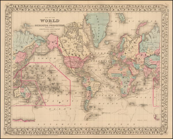 24-World and World Map By Samuel Augustus Mitchell Jr.