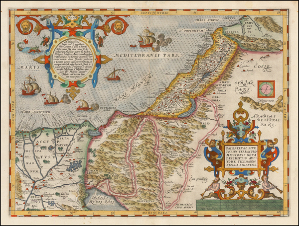 13-Holy Land Map By Abraham Ortelius