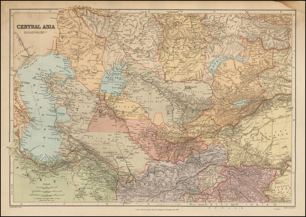 21-Central Asia & Caucasus Map By Edward Stanford