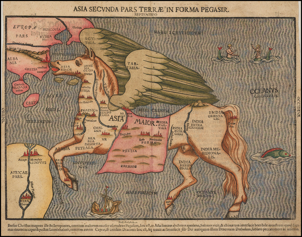 6-Asia, Asia, Southeast Asia, Comic & Anthropomorphic and Curiosities Map By Heinrich Bunting