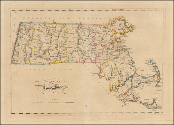 52-Massachusetts Map By Mathew Carey