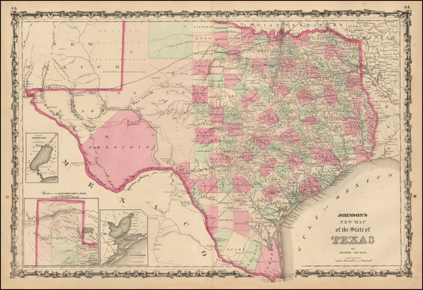 67-Texas Map By Benjamin P Ward  &  Alvin Jewett Johnson