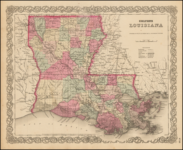 51-Louisiana Map By Joseph Hutchins Colton