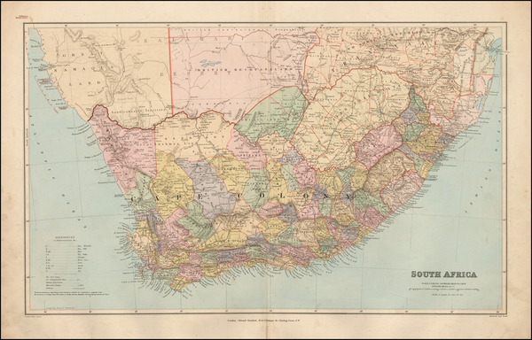 17-South Africa Map By Edward Stanford