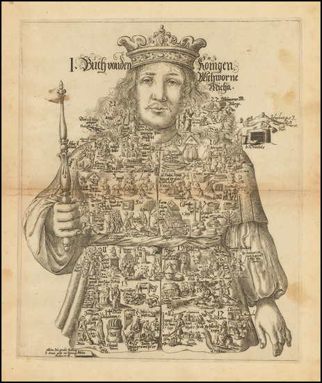 64-Comic & Anthropomorphic Map By Johannes Buno