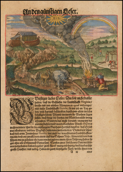 62-Florida and Holy Land Map By Theodor De Bry