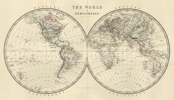 14-World and World Map By W. & A.K. Johnston