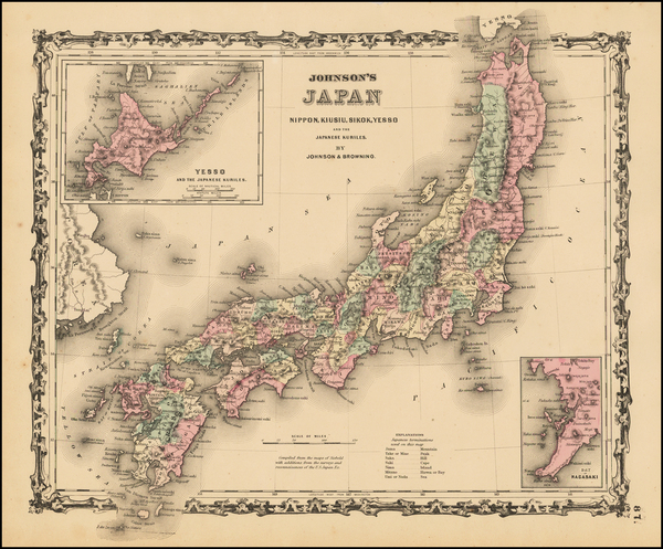 51-Japan Map By Alvin Jewett Johnson  &  Ross C. Browning