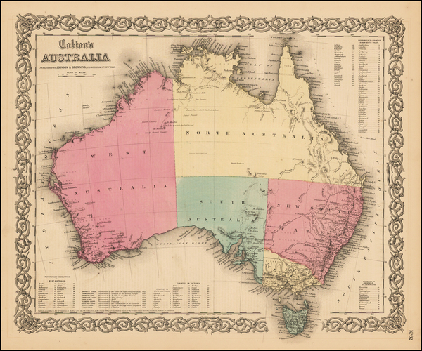 23-Australia Map By Joseph Hutchins Colton