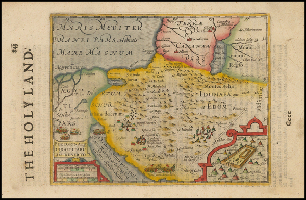 83-Middle East, Holy Land and Arabian Peninsula Map By Jodocus Hondius