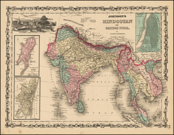 48-India and Southeast Asia Map By Alvin Jewett Johnson  &  Ross C. Browning